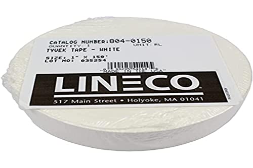 Lineco Pressure Sensitive Polyethylene Tyvek Tape, 1" x 150 ft, White, 1 Roll Average LIN-804-0150