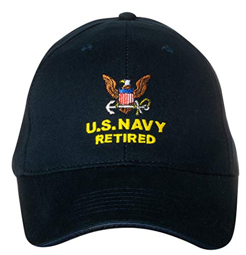 Eagle Crest U.S. Navy Caps Retired Direct Embroidered Cap, Black, Adjustable