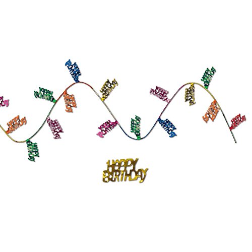 Beistle Gleam 'N Flex Happy Birthday Garland, 25-Feet