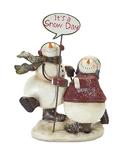 Melrose 76168 Resin Snowmen with Sign Tabletop, 9-inch Height