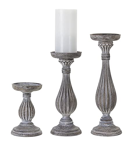 Melrose, 78416, Candle Holder (Set of 3) 7-inch Height, 11.25-inch Height, 13.5-inch Height, Wood/Resin