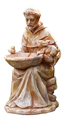 Napco 18062 Sitting St. Francis with Animals and Bird Feeder Garden Statue, 11.5"