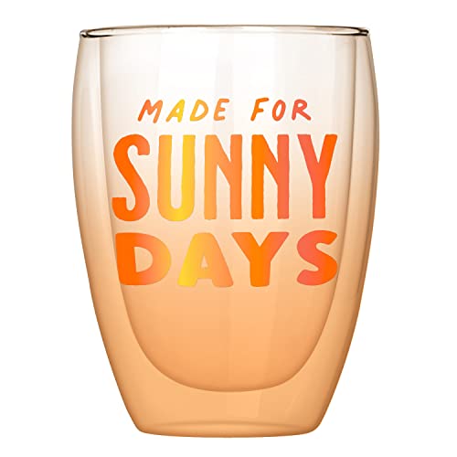 Creative Brands Slant Collections Double-Wall Stemless Wine Glass, 10-Ounce, Sunny Days
