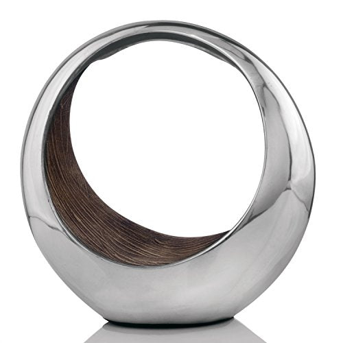 Modern Day Accents Anillo 2-Tone Decorative, Large, Aluminum, Tabletop, Accents, D√©cor, Bowl, Modern, Engagement Wedding Trays, Ring Display Stand, Key Holder L x 8" W x 16" H, Brown, Silver