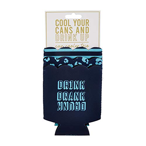 Mud Pie Navy Can Cooler Trio, 5.25"