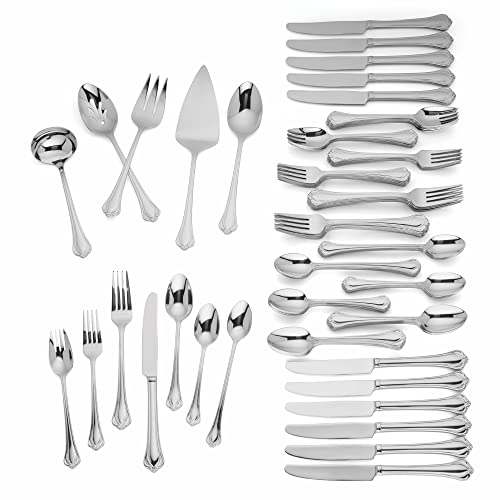 Lenox Alcott 89-Piece Flatware Set, 11.75 LB, Metallic