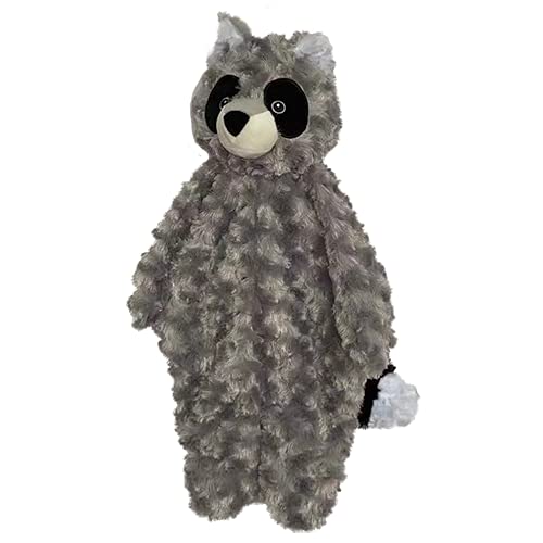 Pet Lou Stuffingless Floppy Plush Dog Toys with Durable Squeak and Crinkle Paper Dog Chew Toys (Grey, 19" Floppy Raccoon)