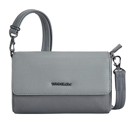 Travelon Addison-Anti-Theft-Convertible Crossbody/Belt Bag-Gray, One Size