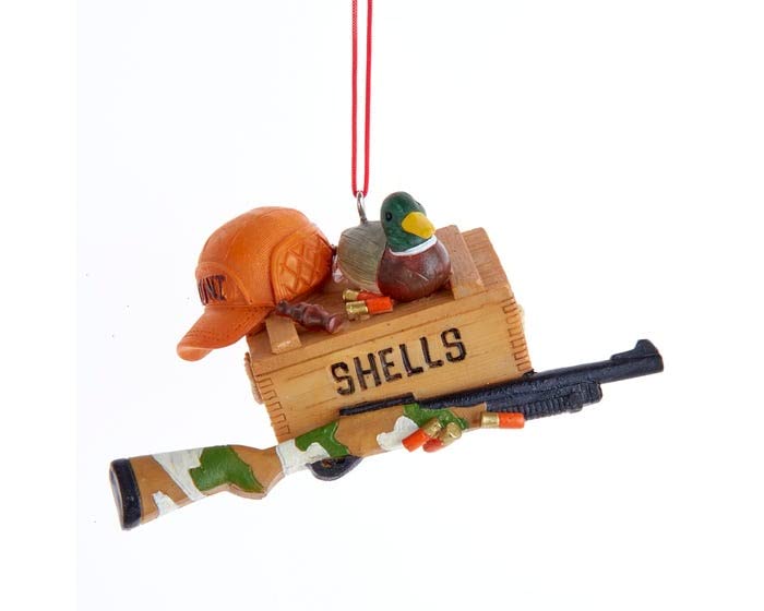 Kurt Adler Shotgun Shell Box With Duck Ornament