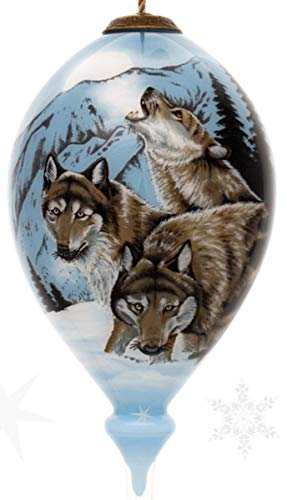 Inner Beauty BentBrush Art Moon Dancer Wolves Hand Painted Christmas Ornament