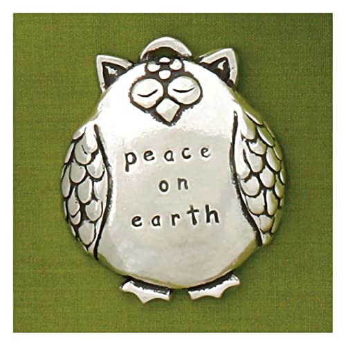 Basic Spirit Owl Jolly Pewter Ornament Peach on Earth for Holiday Tree Decoration Home Collection