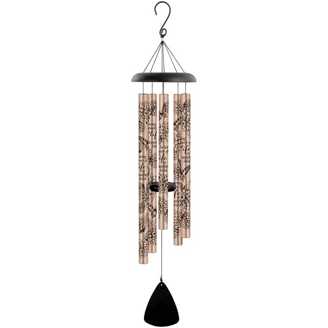 Carson Home Accents in Loving Memory Line Art Sonnet Wind Chime, 44-inch Length, Aluminum