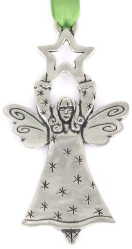 Basic Spirit Star and Angel 2-1/2-Inch Pewter Ornament