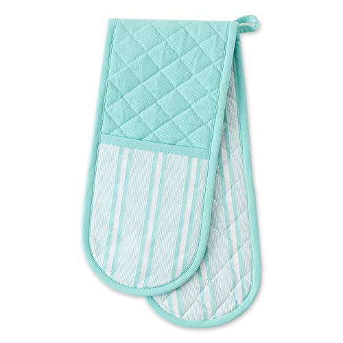 DII Design Double Strip Chef Kitchen Cooking & Baking Collection, Double Oven Mitt, 35x7.5, Aqua