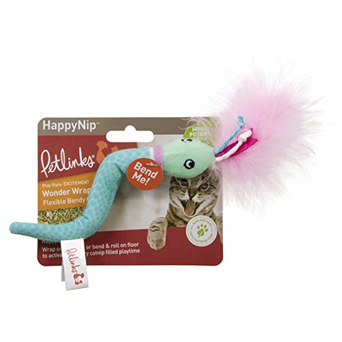 Worldwise Petlinks HappyNip Wonder Wrap Plush Cat Toy, Contains Silvervine & Catnip - Blue, One Size