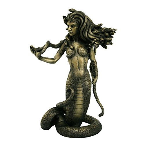 Pacific Trading Giftware The Temptation of Medusa Collectible Figurine in Faux Antique Gold Finish 8 Inch Tall