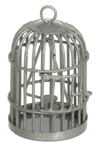 Aztec Imports Dollhouse Miniature 1:12 Scale Round Silver Birdcage 