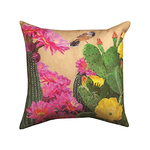 Manual Woodworkers & Weavers SLCTWR 18 x 18 in. Succulens & Friends Cactus & Wren PGY Pillow