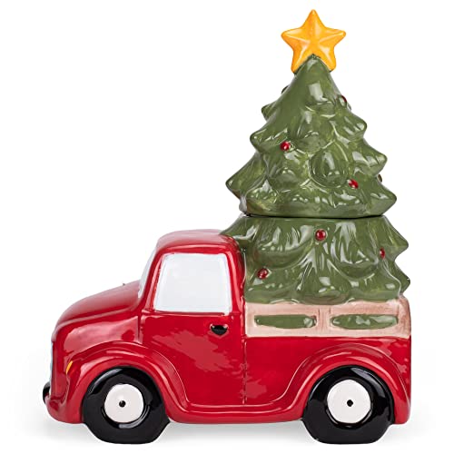 Transpac Y9953 Christmas Truck Cookie Jar, 6-inch Length, Dolomite