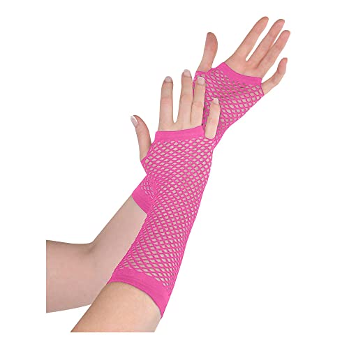 Amscan Pink Fishnet Long Gloves, Party Accessory