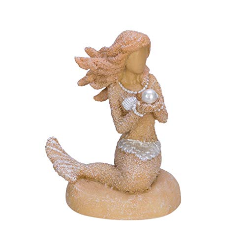 Beachcombers Sand and Shell Mermaid Holding Pearl Tabletop Figurine 3.25 Inches