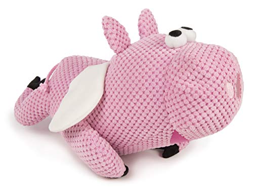 Worldwise goDog Checkers Flying Pig with Chew Guard Technology Durable Durable Plush Squeaker Dog Toy, Extra Large, Pink