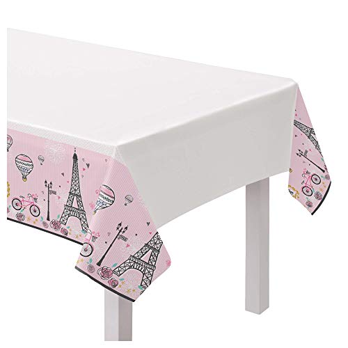 Amscan Paris Theme Pink Design Plastic Table Cover-1pc