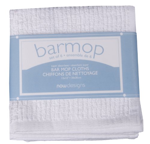 Now Designs Bar Mop Utility Towels White, Small 12x12 in, Set of 6