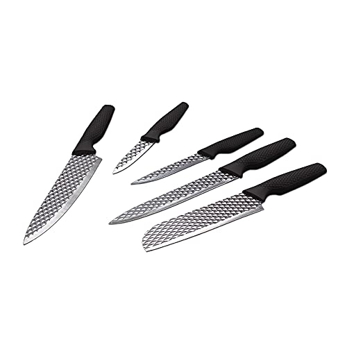 Berlinger Haus Blauman Kitchen Knife Set with Ergonomic Soft-Toch Handles, 5 Pc. Set, Laser Cut Blade Sharpness, Chef Quality Stainless Steel
