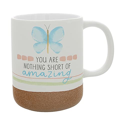 Pavilion Gift Company - You Are Amazing - 16-ounce Stoneware Mug with Sandy Glazed Bottom, Butterfly, Large Handle Coffee Cup, Birthday Gift For Friend, Sister, Mom, Grandma, Daughter, Co-worker Gift