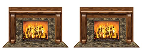 Beistle Fireplace Insta-View 2 Piece, 38" x 62", Multicolored