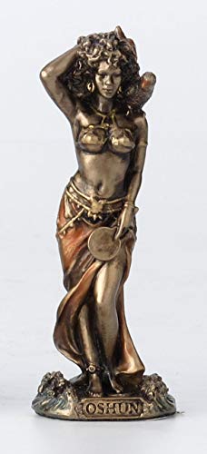Unicorn Studio Veronese Design 3 1/2 Inch Oshun Santeria Orisha Goddess of Love, Beauty and Marriage Cast Resin Hand Painted Antique Bronze Finish Statue Home Decor