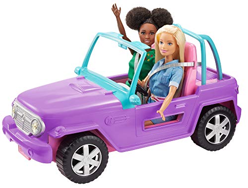 Mattel Barbie Off-Road Vehicle, Purple with Pink Seats and Rolling Wheels, 2 Seats, Gift for 3 to 7 Year Olds