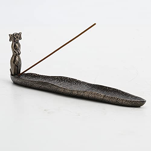 Unicorn Studio Veronese Design 9 5/8 Inch Long Triple Moon Spiral Goddess Wiccan Incense Holder Cold Cast Bronzed Resin Sculpture