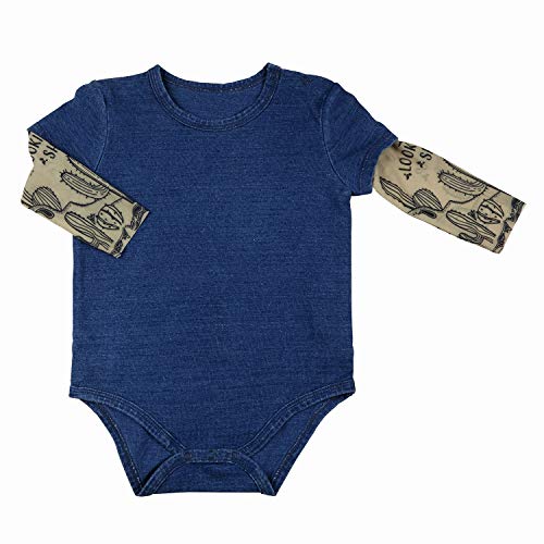 Creative Brands Stephan Baby Snapshirt-Style Diaper Cover with Tattoo Sleeves, Western, Denim Blue, Fits 6-12 Months