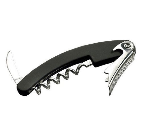 TableCraft H1230C Waiters Corkscrew With Knife Black Handle