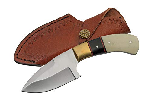 SZCO Supplies 7" Full-Tang Bone/Horn Handle Hunting Skinning Knife with Sheath