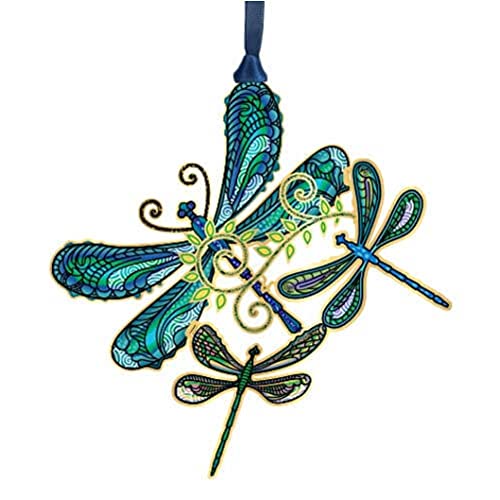 Beacon Design ChemArt Ornament - Breezy Dragonfly Collage (Blue)