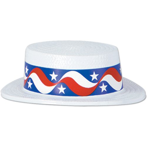 Beistle White Plastic Skimmer w/Star Band Party Accessory (1 count)