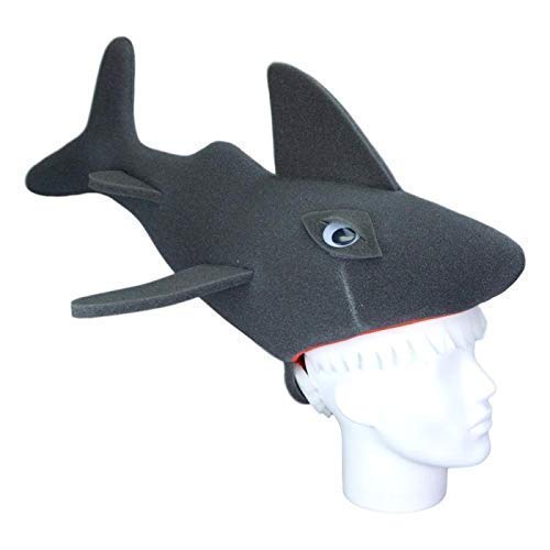 Foam Party Hats Funny Men and Women Unisex Open Mouth Shark Foam Party Hat, Halloween Cosplay Party Costume, Adult Size, Grey
