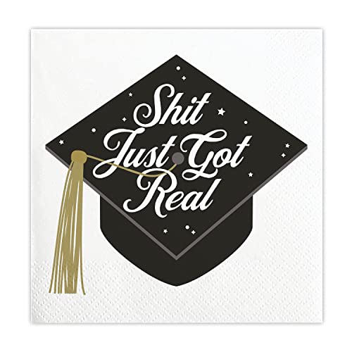 Creative Brands Slant Collections Beverage/Cocktail Paper Napkins, 5 x 5-Inches (20-Count), Just Got Real