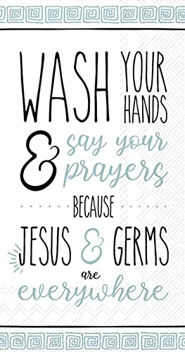 Boston International IHR 3-Ply Paper Napkins, 16-Count Guest Size, Jesus & Germs