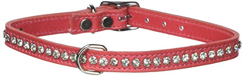 OmniPet Signature Leather Crystal and Leather Dog Collar, 16", Salmon