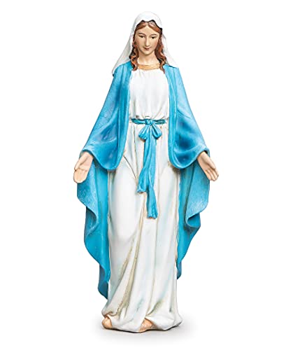 Roman Our Lady of Grace Blue White 6 inch Resin Stoneware Tabletop Figurine Statue