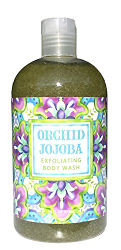 Greenwich Bay ORCHID JOJOBA Exfoliating Body Wash for Men and Women-Gentle Body Scrub Parabens Free -Sulphates Free-Blended with Loofah, Apricot Seed-Moisturizing Shea Butter and Jojoba Oil -16 oz.