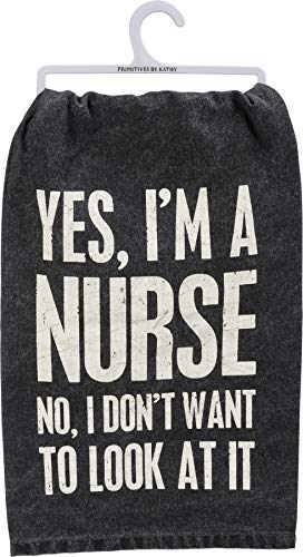 Primitives By Kathy 108103 Nurse No I Don't Want to Look at It, Dish Towel