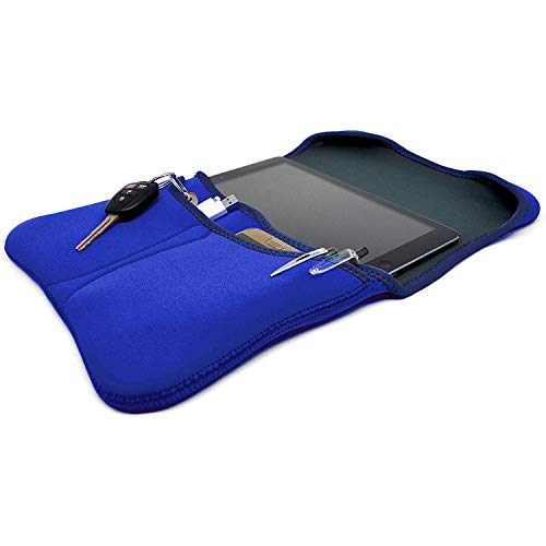 NEET 10 inch Tablet Sleeve Case, Stand Protective Folio with Front Pocket Zipperless Waterproof, Tablet Neoprene Vertical Pocket Bag, Blue