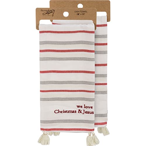 Primitives by Kathy 111340 Kitchen Dish Towel - We Love Christmas & Jesus