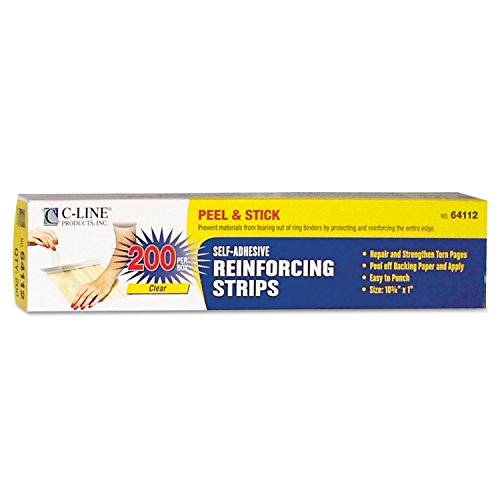 C-Line 64112 Self-Adhesive Reinforcing Strips, 10 3/4 x 1, 200/BX