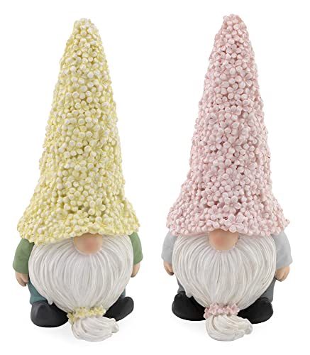 Boston International Garden Tabletop Figurines, Set of 2, Daisy Hat Gnomes